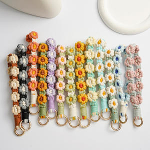 2026 Bracelet de poignet anti-perte pour téléphone portable, style bohème, fait main, tressé, motif fleur de marguerite, <span class=keywords><strong>porte</strong></span>-clés - Product Image 2