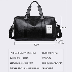 Grande capacité hommes voyage Gym Golf <span class=keywords><strong>Sport</strong></span> entraînement <span class=keywords><strong>sac</strong></span> polochon 2 jours 1 nuit nuit week-end PU <span class=keywords><strong>sac</strong></span> en <span class=keywords><strong>cuir</strong></span> fermeture éclair mode - Product Image 2