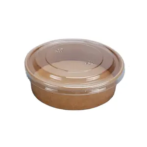 Biodegradable Factory Stock Takeaway Bowls Disposable Kraft Paper Salad Soup Bowls With Lid