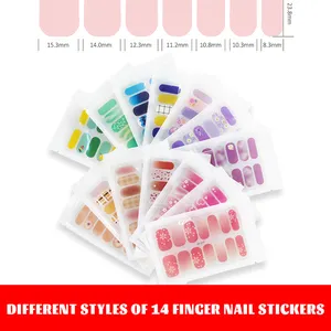 Pabrik Penjualan Online Kustom Pabrik Mode Warna-warni 14 Tips Stiker Kuku Poles Penuh Dalam 3 Menit untuk Menyelesaikan Pasta