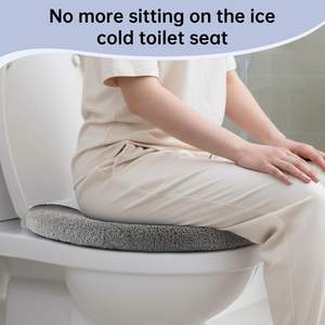 Couvre-siège de toilette en tissu fibreux CF pour salle de bain, doux, plus épais, plus chaud, avec attaches fixes, extensible, lavable, installation facile, facile à nettoyer - Product Image 5