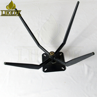 Plaque supérieure biseautée en acier métallique noir mat avec revêtement en poudre, rotative, avec base pivotante en forme d'araignée inclinée pour base de chaise de salle à manger