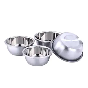 Thickened 201 Stainless Steel Round Mixing Bowl, original farbe becken