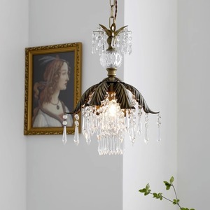 French Country Retro Style Brass Lighting Fixtures Crystal Chandelier Pendant <b>Light</b> for <b>Dining</b> Room Dressing Room Lighting - Product Image 1