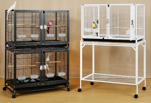 Gabbia per Uccelli Impilabile in Ferro per Allevamento di Pappagalli, Agapornidi, Cocorite e <span class=keywords><strong>Cockatiel</strong></span>, Spazio Extra Large con Supporto Mobile - Product Image 1