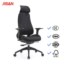 Chaise de bureau noire en maille avec accoudoirs réglables, appui-tête fixe, inclinable et pivotante, confortable pour espace de travail, commande en gros pour personnel et fournitures commerciales