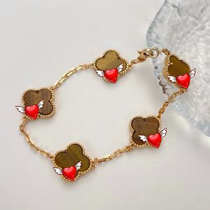 Bracelet pour femme exquis à quatre feuilles de trèfle, de haute qualité, en argent 925, agate, perle, motif floral, chaîne, bracelet tendance - Product Image 6