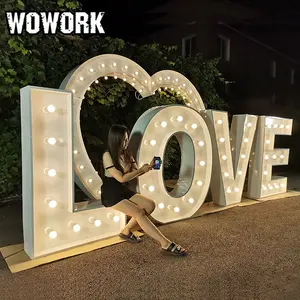 WOWORK 3D LED كبير مقاوم للماء بمكانة حرة مضيئة كبيرة أرقام ضوئية بحروف كبيرة حب للحفلات الديكور