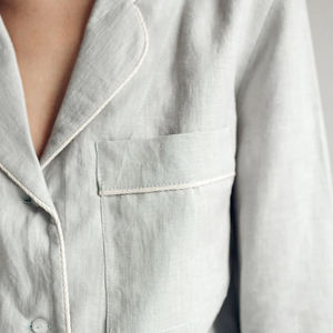 Vendita all'ingrosso all'ingrosso della fabbrica del pigiama della biancheria semplice delle donne del pigiama <span class=keywords><strong>Set</strong></span> di biancheria da notte abbigliamento da notte tessuto di <span class=keywords><strong>lino</strong></span> del pigiama <span class=keywords><strong>Set</strong></span> Made in China - Product Image 3