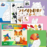 Livre de coloriage et de puzzle autocollant pour enfants, livre d'activités artistiques en mosaïque de chiffres pour tout-petits, jouet éducatif précoce