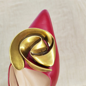 ZA 2025 Summer Pointy Metal Rose Buckle Shallow Mouth <strong>Slip</strong> on Slingback Sandals Shoes - Product Image 6