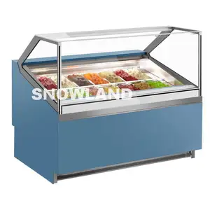 Gute Qualität 14 Pfannen Kommerziell Günstige Eiscreme Topping Display Gefrier schrank