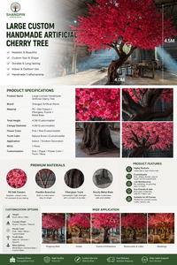 Grand arbre artificiel de cerisier en fleurs sur mesure pour la <span class=keywords><strong>d</strong></span>écoration intérieure des hôtels, restaurants, centres commerciaux – Projet commercial réaliste fait main - Product Image 2