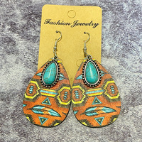 Anting-anting Juntai tetesan air mata geometris Bohemian anting-anting liontin pirus Barat tetesan kayu