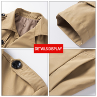 Manteau Trench Homme Style Business en Polyester Croisé à Revers Crantés Veste de Bureau Couleur Unie Décontractée Formelle Vêtement d'extérieur