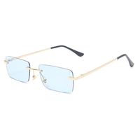 Lunettes de soleil rectangulaires en métal à verres dégradés sans monture pour femmes