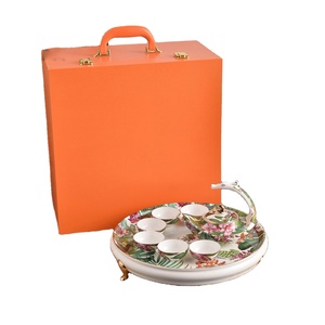 8pcs Vintage Eco-Friendly English Floral Patterned Bone China <b>Tea</b> <b>Set</b> with Tray - Product Image 1