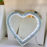 2022 luxe LED diamant écrasé en forme de cœur Console miroir Table avec miroir mural ensemble décoration de maison Meubles Meubles mobiles
