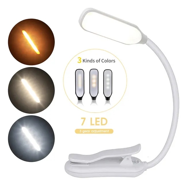 Hot Sales Mini Battery Powered Book Reading USB Night Light Table Lamp Eye Protection Touch 3 Modes Adjustable Clip-On Desk Lamp