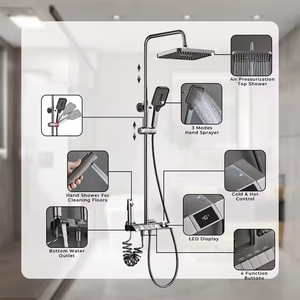 2024 thiết kế mới kỹ thuật số Brass vòi hoa sen vòi Mixer Set tiếp xúc với màu xám với 4 Push nút có tính năng mưa máy bay phản lực đàn piano Key phong cách - Product Image 5