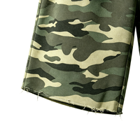Short surdimensionné en molleton français lavé 400 g/m² avec broderie DTG, motif camouflage, coupe ample, haute qualité pour homme