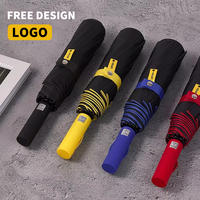 Paraguas Plegable de Fibra de Carbono de 10k Colores, Totalmente Automático, con Tubo de Hierro, Reforzado y Ampliado, de Doble Uso, para Sol y Lluvia