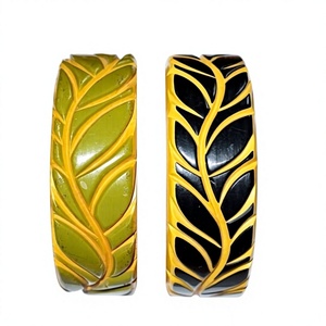 Classic White <b>Red</b> Ceramic High Carved Resin Bangle Trendy Unique Geometric Best Quality Pattern Unisex Fancy Bangles for Woman - Product Image 5