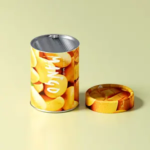 Custom logo Corrugated paper Cans packaging Chocolate powder Canned fruit Paper tubes with Aluminum foil lid