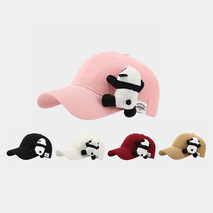 Casquette de baseball personnalisée, casquette snapback en gros - Casquette de baseball en PVC personnalisée avec motif panda en peluche mignon de dessin animé, style japonais pour femme, niche V - Product Image 1