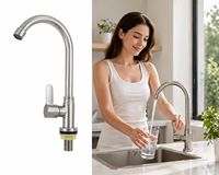 Robinet de cuisine monocommande à poser sur comptoir, en acier inoxydable brossé, finition brossée, style moderne, robinet d'eau froide, usage hôtelier, garantie 3 ans