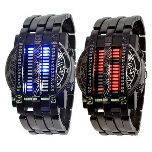 <span class=keywords><strong>Montre</strong></span> de luxe pour homme en acier inoxydable bleu, affichage électronique LED lumineux <span class=keywords><strong>binaire</strong></span>, montres de sport tendance - Product Image 5