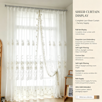 Rideaux Transparents Blancs Yun Zhu avec Broderie Florale, Rideaux en Dentelle Élégants pour Villa, Chambre, Salon, Hôtel