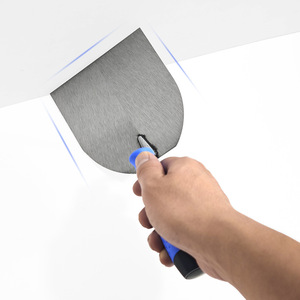 Truelle en acier inoxydable à tête plate avec manche en plastique bicolore et poignée ergonomique pour le plâtrage et la maçonnerie. - Product Image 2