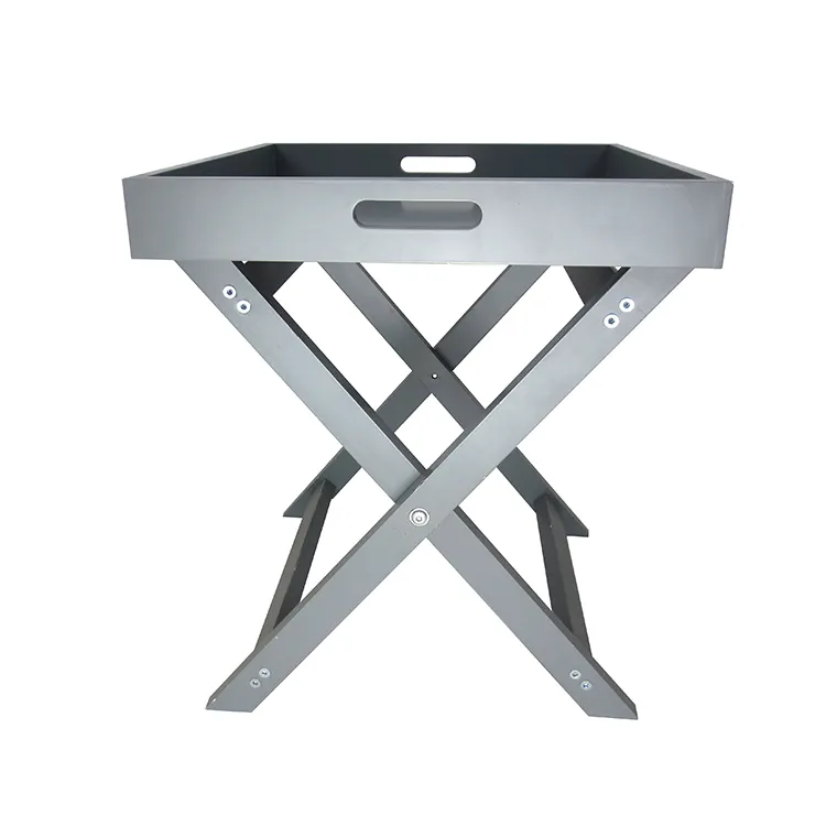 Антикварная мебель, серый журнальный столик из МДФ, складной поднос, боковой столик