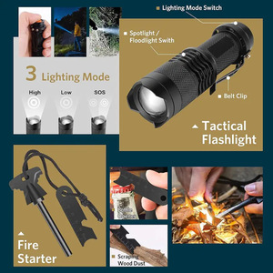 Kit de survie en plein air, lame de 21 cm, équipement d'urgence multifonctionnel, équipement compact pour l'aventure en milieu sauvage - Product Image 2