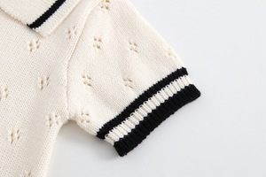 Combinaisons en tricot pointelle pour bébé, manches courtes, coton, couleur neutre, barboteuses en tricot pour bébé - Product Image 2