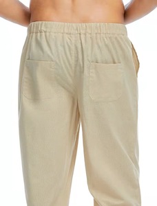 <span class=keywords><strong>Pantaloni</strong></span> da <span class=keywords><strong>uomo</strong></span> <span class=keywords><strong>100</strong></span> in <span class=keywords><strong>lino</strong></span> Casual elasticizzati con coulisse a gamba dritta <span class=keywords><strong>pantaloni</strong></span> da Jogger da spiaggia blu scuro - Product Image 6