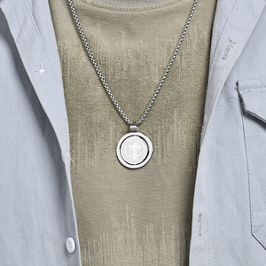 St Benedict Exorcist <b>Titanium</b> Steel Necklace For Men Round Double Sided Pendant Protective Religious Charm Everyday Wear - Product Image 3