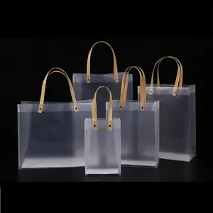 Прозрачный пластиковый пакет с логотипом на заказ, матовая водонепроницаемая сумка-тоут, прозрачная сумка для упаковки рождественских подарков