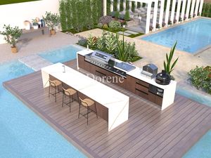 خزانة مطبخ خارجية فاخرة من الفولاذ المقاوم للصدأ 304 على شكل حرف I من دوريين، الأكثر مبيعًا لعام 2026، مع جميع الأجهزة للاستخدام في الفلل - Product Image 3