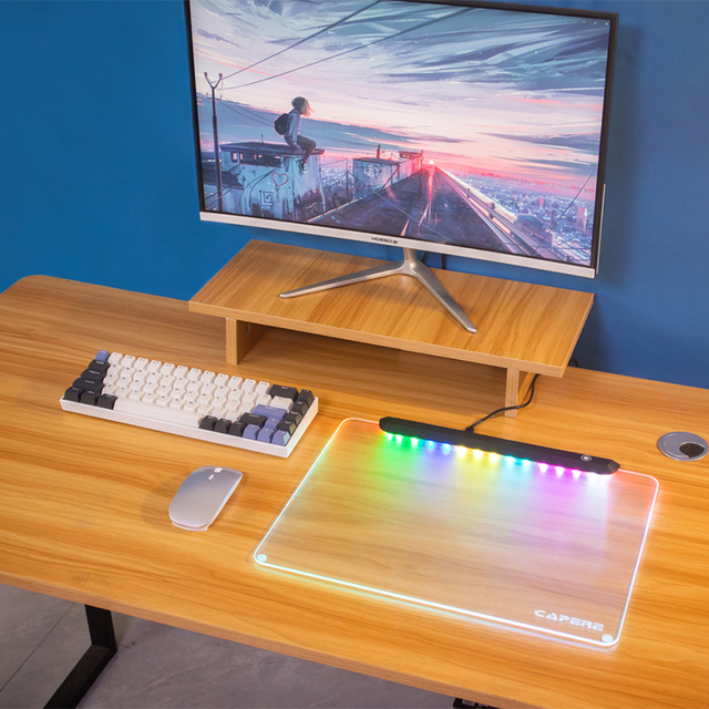 RGB High Quality Custom DIY Glass Mouse Pad Printed Tempered Glass Mousepad for Gaming Smooth and Logo Artwork Printed Custom