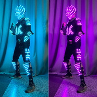 Tenue de performance lumineuse LED unisexe pour ballet, danse de salon, soirée, rave, hip-hop, robot Tron, imprimée en sérigraphie