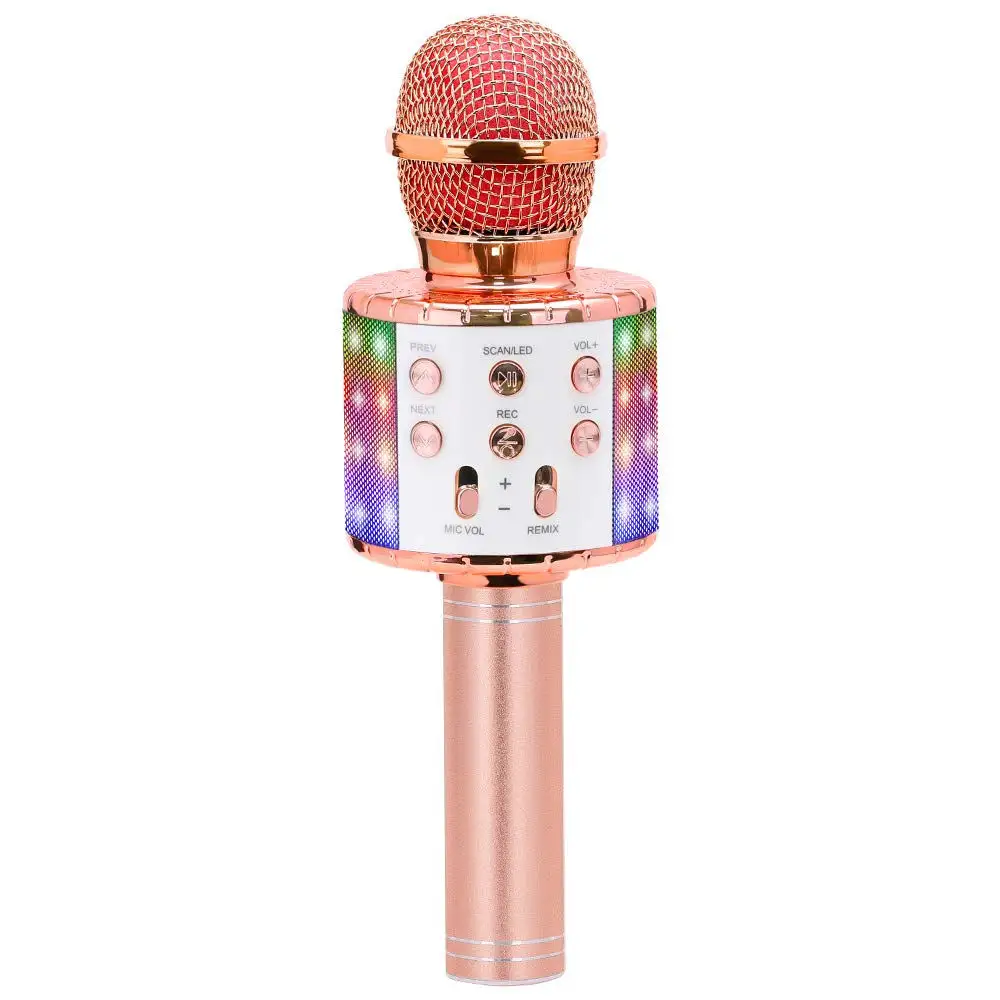3-12 year old girl karaoke wireless microphone with LED light can link mobile phone and computer gift toy for boys and girls