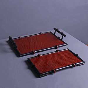 Bamboo Storage Tray Rectangle Multifunction <b>Desk</b> Tableware Oriental Style Standing Type Part Number 9195 - Product Image 1