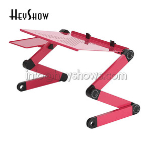 Support pliable en aluminium pour ordinateur <span class=keywords><strong>Portable</strong></span>, pour lit, bureau, présentoir avec tapis de souris, grand <span class=keywords><strong>ventilateur</strong></span>, disponible en noir et en rose - Product Image 4