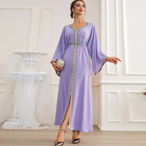 Robe Maxi Abaya musulmane, robe de soirée, Kaftan, Kimono, Ramadan, Arabe, dubaï, col en v, Slim, élégant, Burkha, fournisseur - Product Image 2