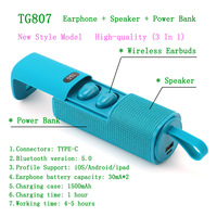 Nouveau Portable 2 en 1 sans fil BT écouteurs stéréo haut-parleur Powerbank pour tous les téléphones intelligents poignée haut-parleur TG807