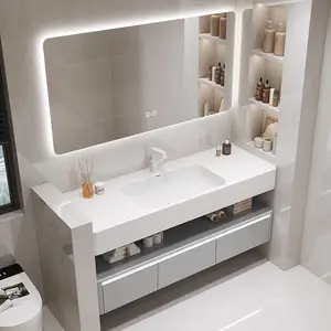 Wall Hanging Luxury Modern Bathroom Vanity Cabinet Set Toilet Furniture Bath Cabinet With Mirror And Basin