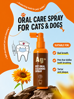 Spray buccal nettoyant Nano Argent pour chats et chiens, soin dentaire sans brossage pour une haleine fraîche et le contrôle du tartre