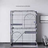 Kinghotpet — cage à chat en métal 84x61x110cm, maison à 2 niveaux, nid d'intérieur et d'extérieur, grand espace, pour le domicile et le corps des chats